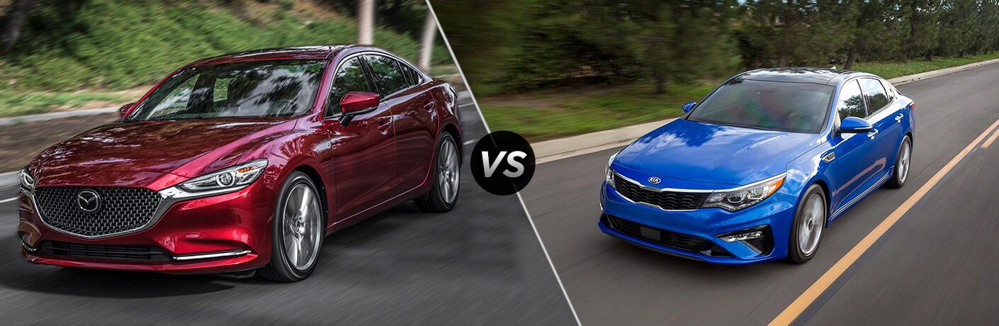 red mazda6 compared to blue kia optima