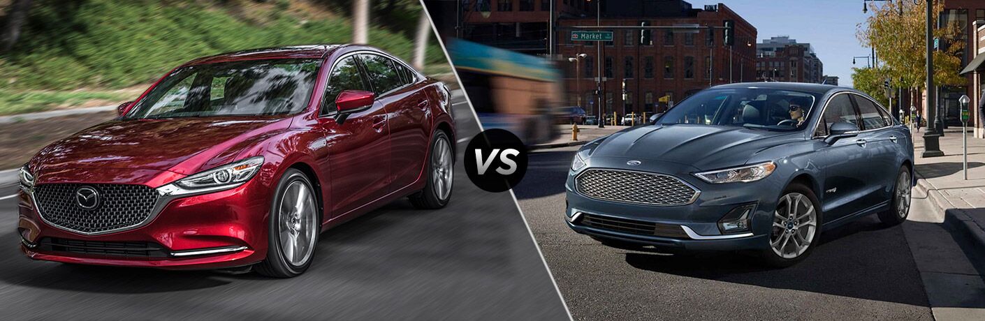 2019 Mazda6 vs 2019 Ford Fusion Exterior Driver Side Front Profiles