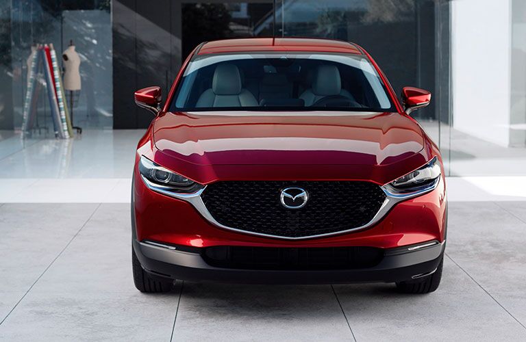 front view of red mazda cx-30