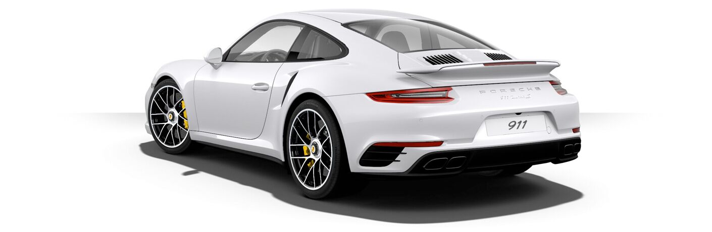 rear end of white 2018 Porsche 911 Turbo
