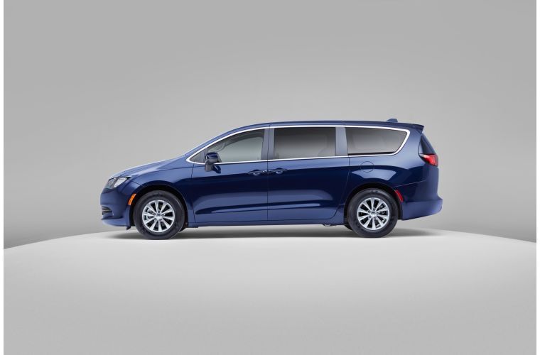 2020 Chrysler Voyager exterior side shot with blue paint color