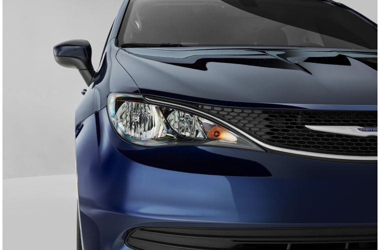2020 Chrysler Voyager exterior closeup shot of front grille and headlight design
