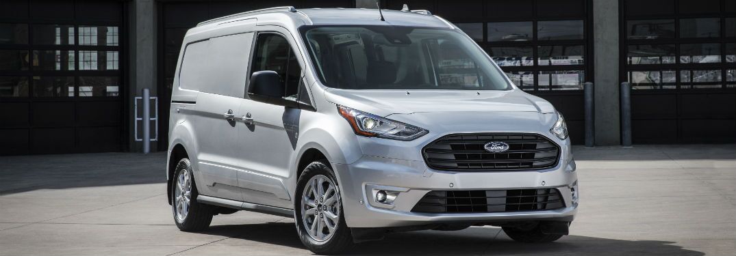 2020 Ford Transit Connect exterior front fascia and passenger side in front of building