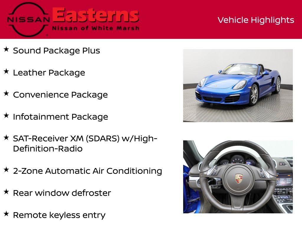 2015 Porsche Boxster Base White Marsh MD