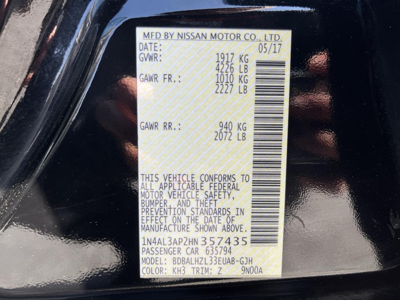 2017 Nissan Altima 2.5 SR Glen Burnie MD