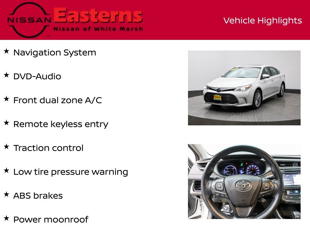 2017 Toyota Avalon Hybrid Limited White Marsh MD