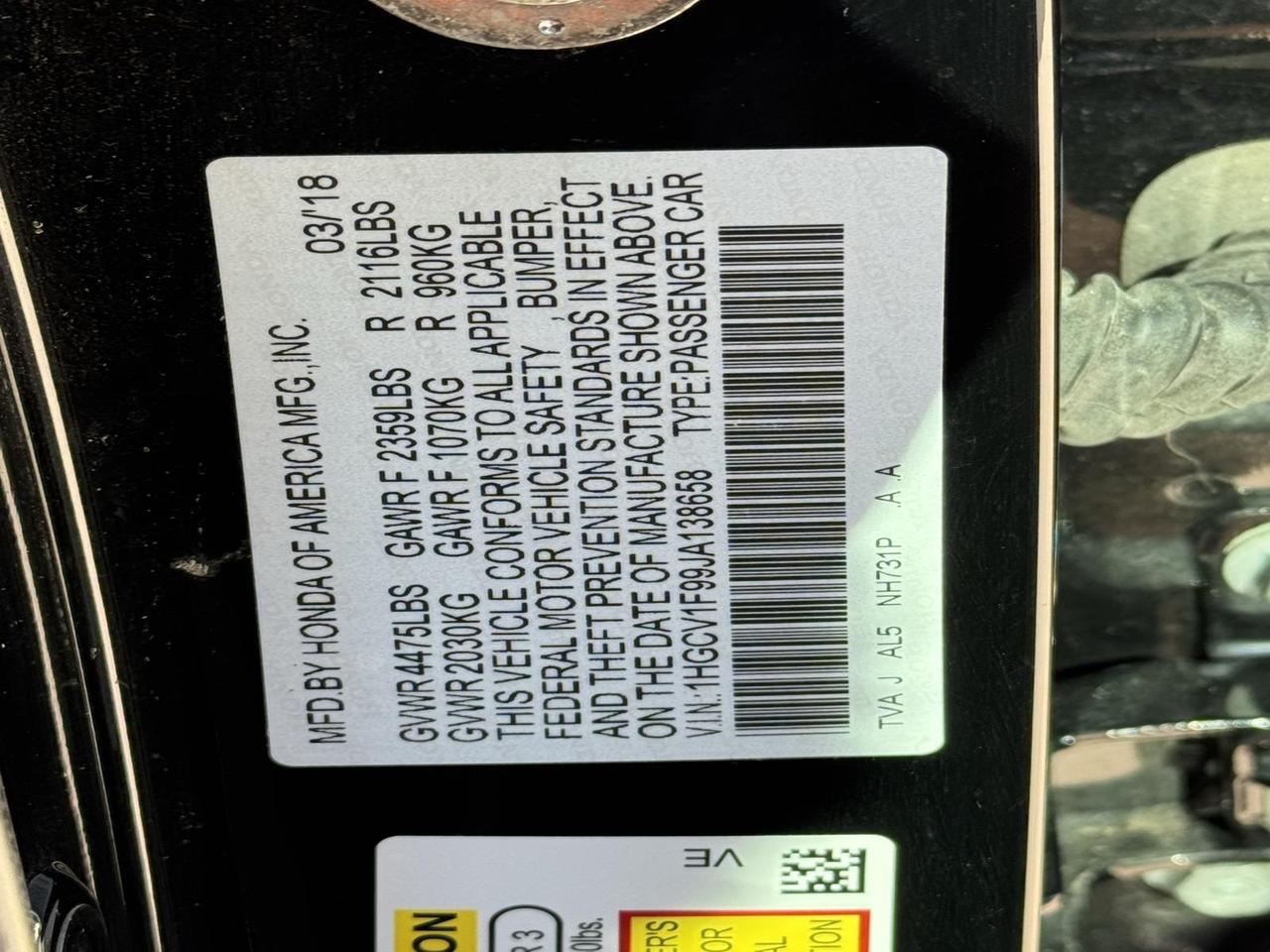 2018 Honda Accord Touring Fredericksburg VA