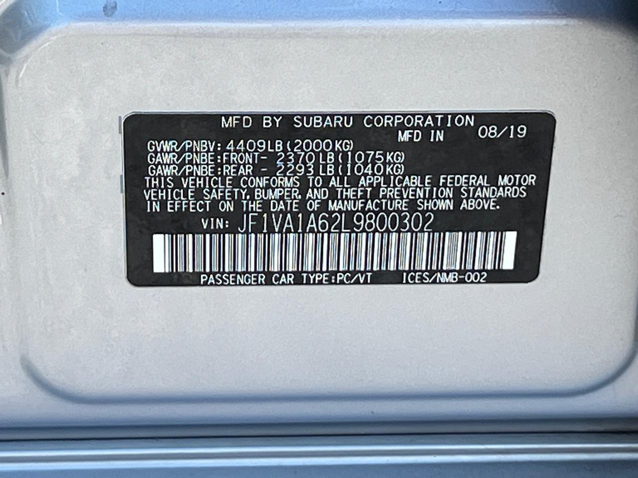 2020 Subaru WRX Base Hagerstown MD