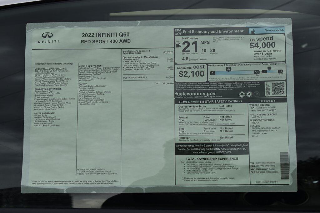 2022 INFINITI Q60 Red Sport 400 Vienna VA