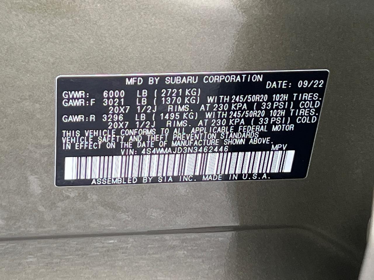 2022 Subaru Ascent Onyx Edition Hagerstown MD