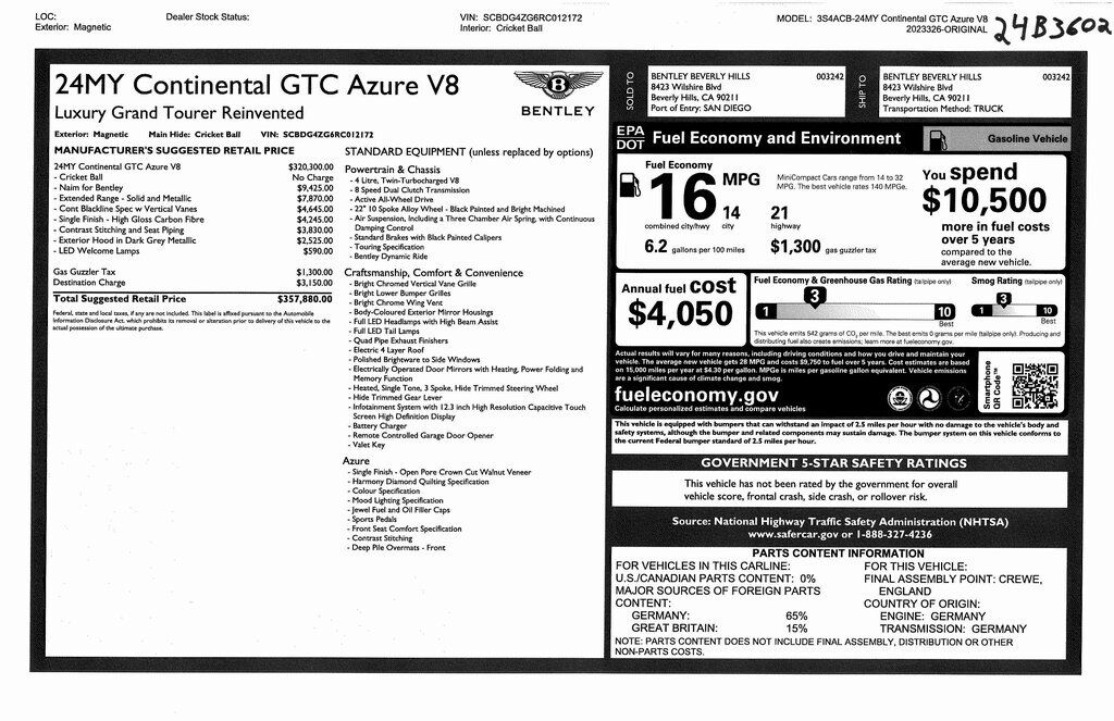 2024 Bentley Continental Azure Lawrence KS