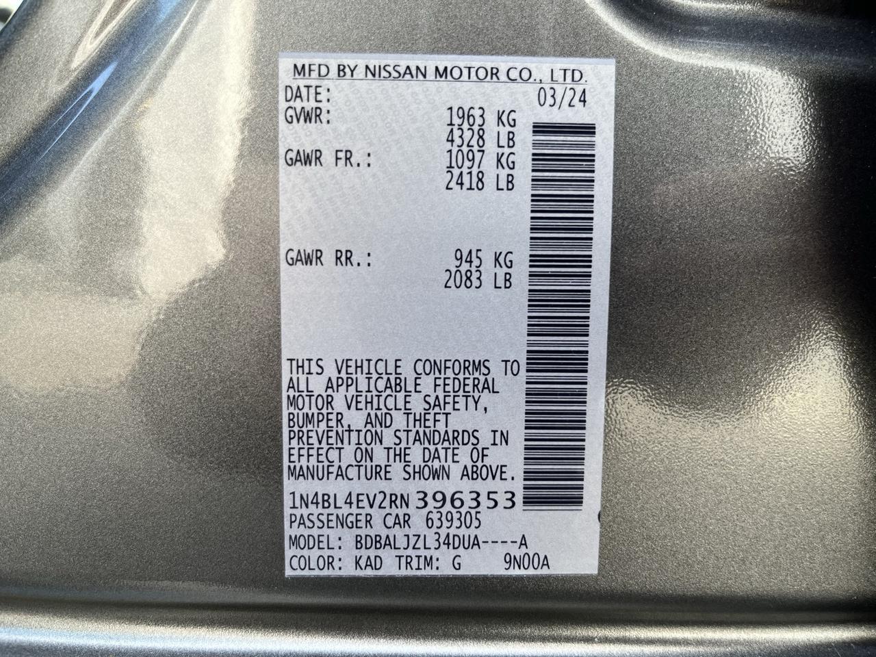 2024 Nissan Altima 2.5 SL Glen Burnie MD