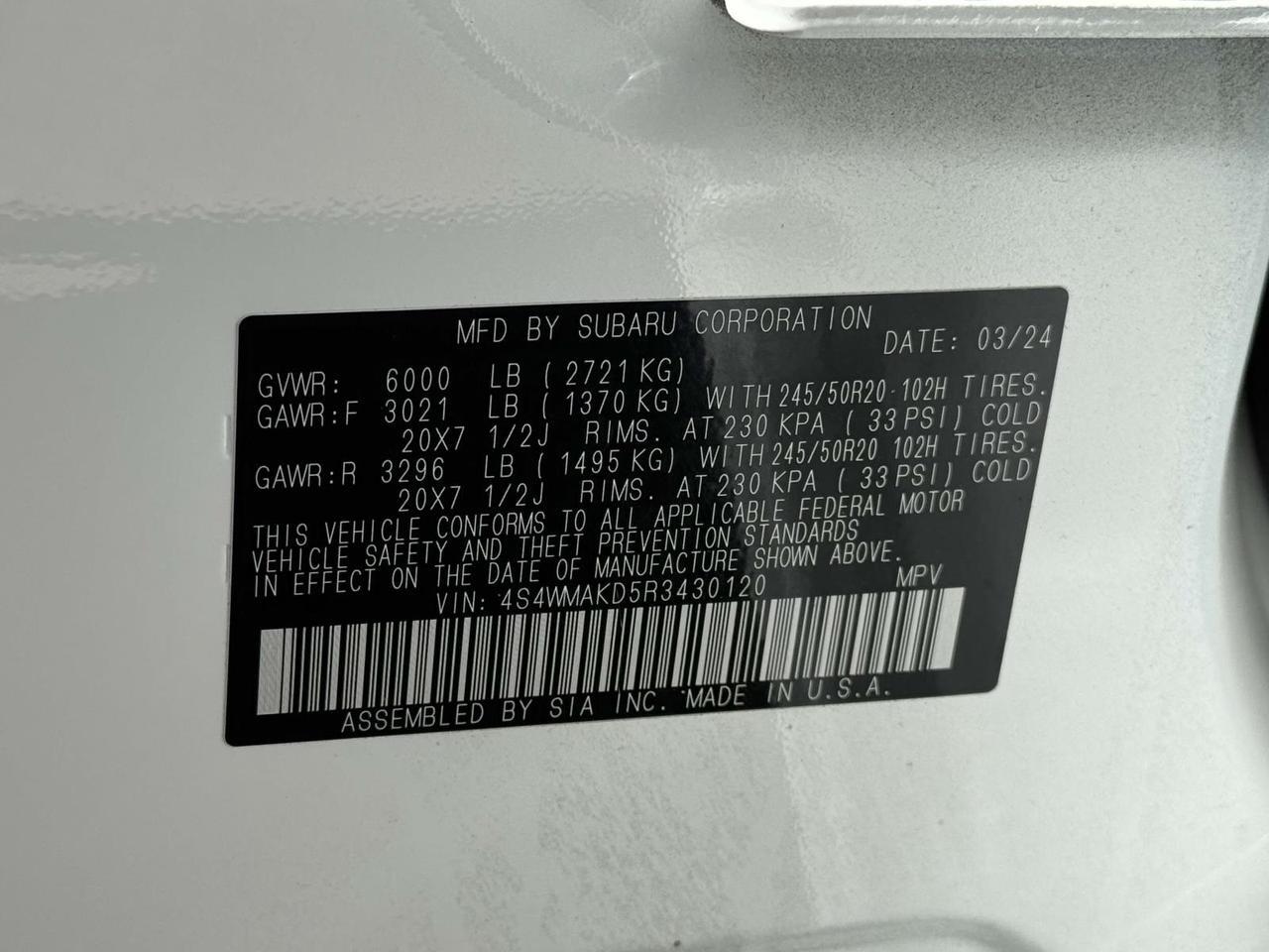 2024 Subaru Ascent Onyx Edition Fredericksburg VA