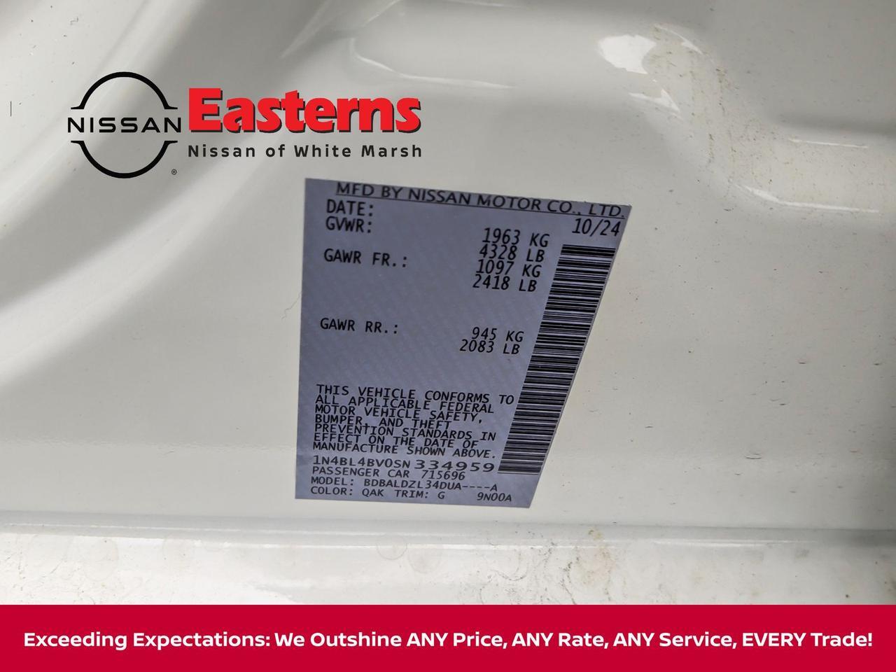 2025 Nissan Altima 2.5 S White Marsh MD