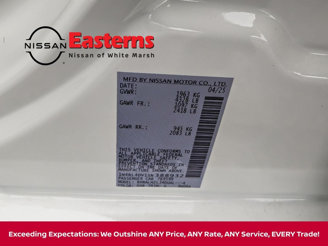 2025 Nissan Altima 2.5 SV White Marsh MD