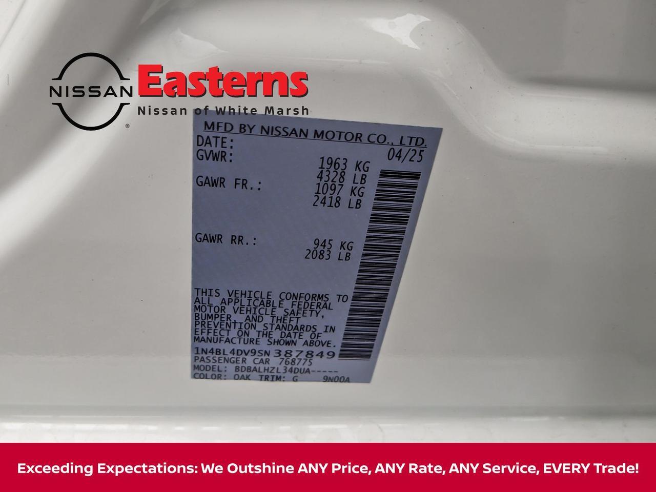 2025 Nissan Altima 2.5 SV White Marsh MD