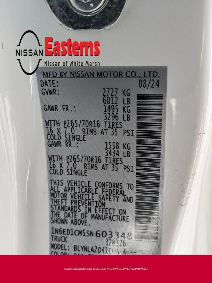 2025 Nissan Frontier S White Marsh MD