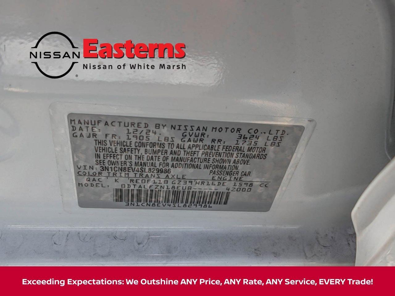 2025 Nissan Versa 1.6 SV White Marsh MD