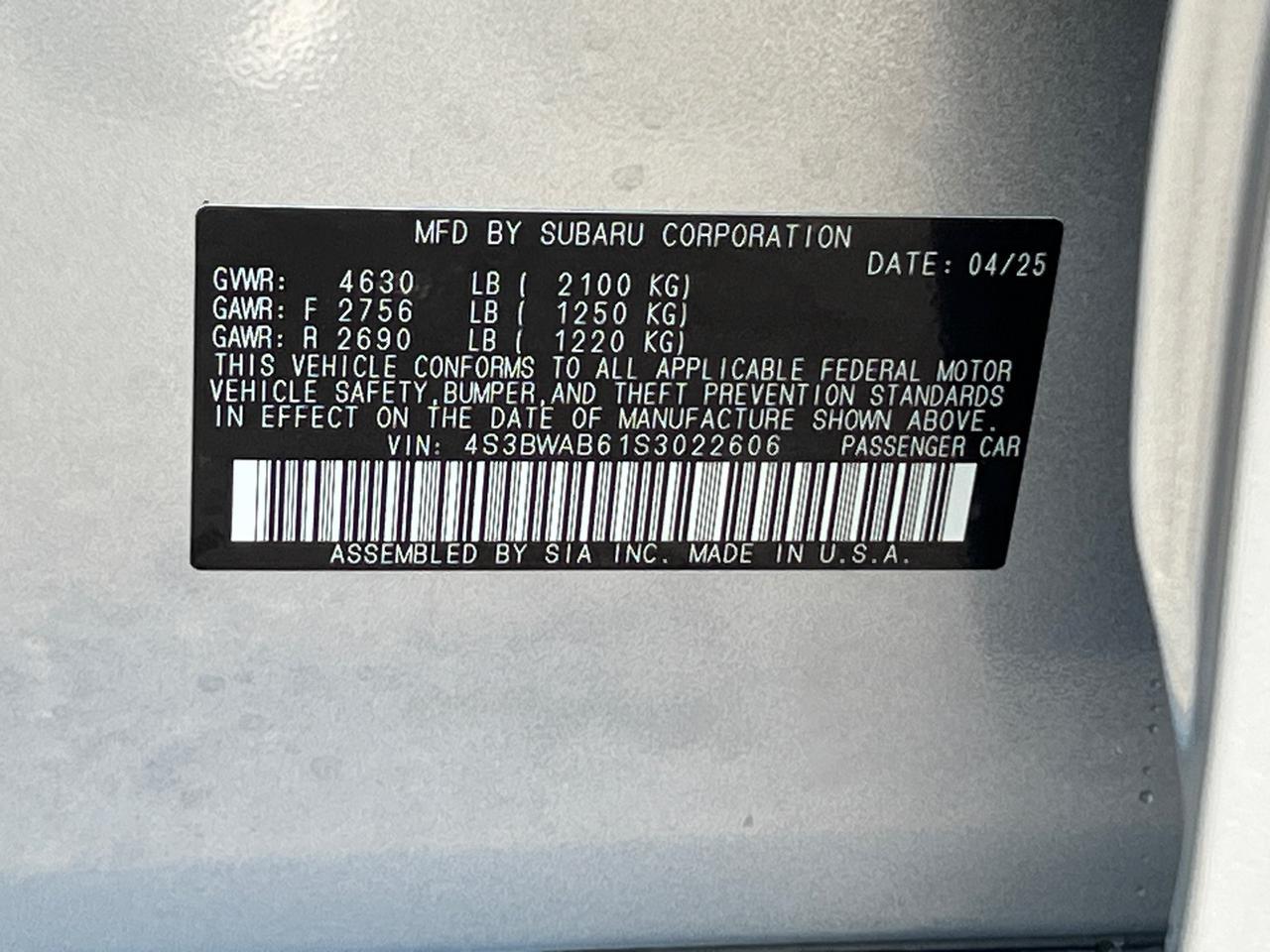 2025 Subaru Legacy Base Hagerstown MD