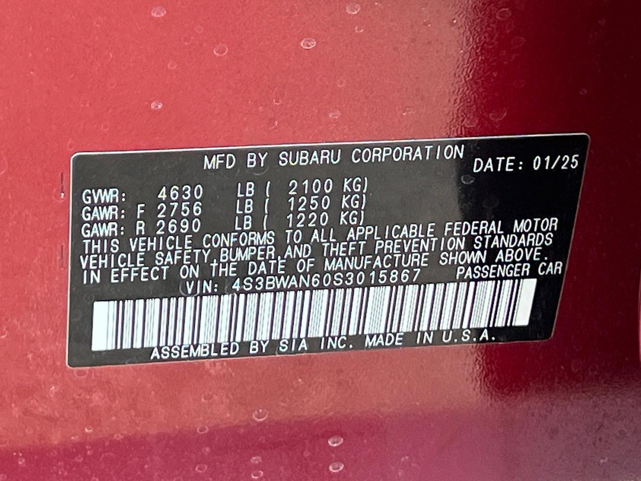 2025 Subaru Legacy Limited Hagerstown MD