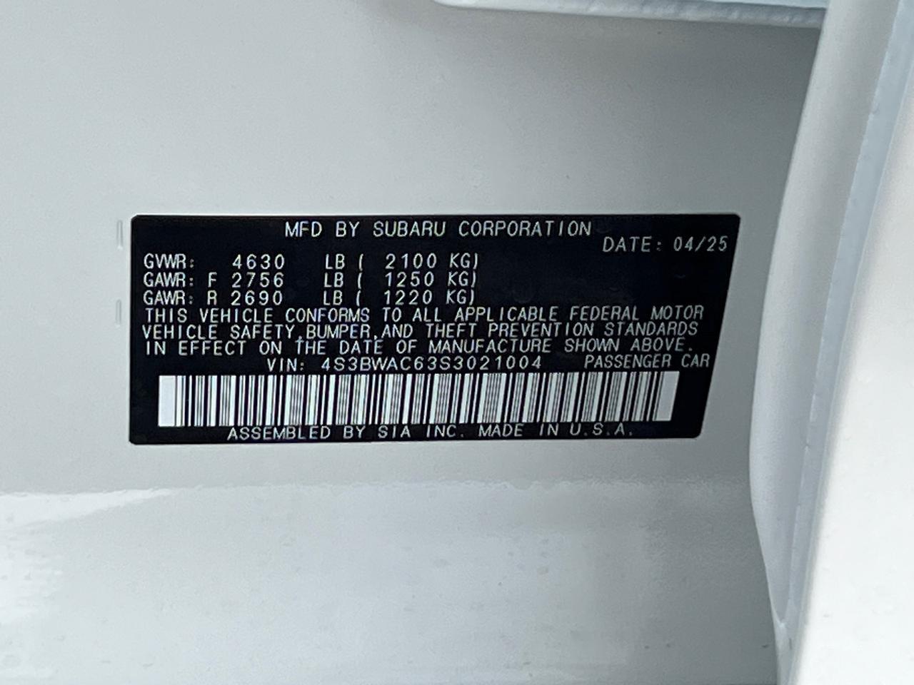 2025 Subaru Legacy Premium Hagerstown MD