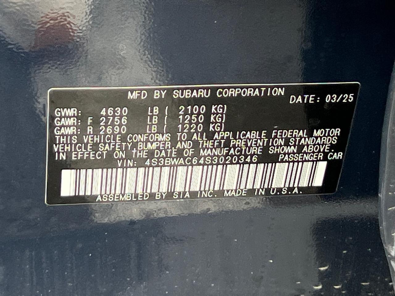 2025 Subaru Legacy Premium Hagerstown MD