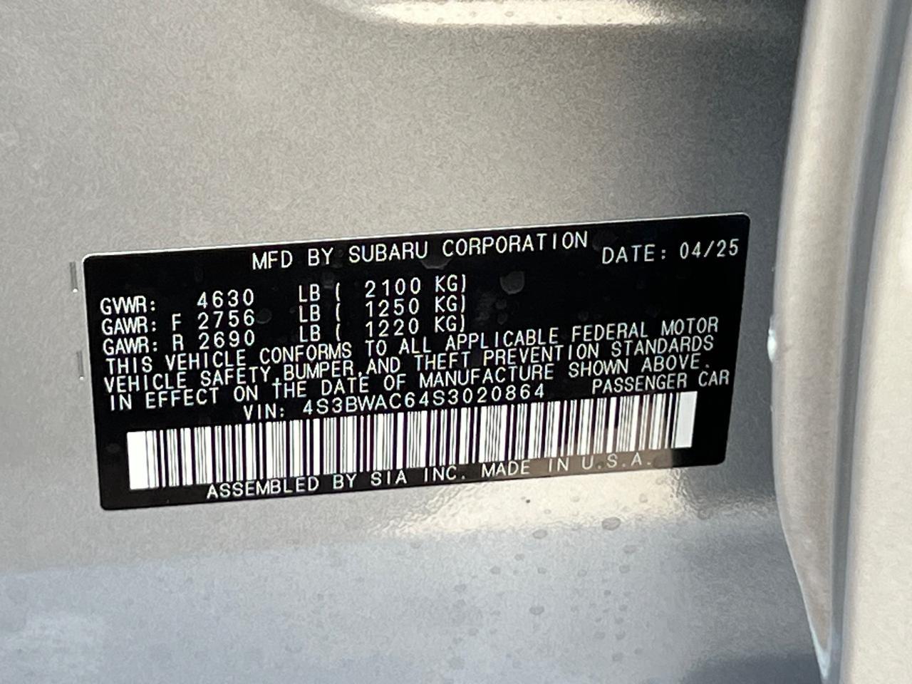 2025 Subaru Legacy Premium Hagerstown MD