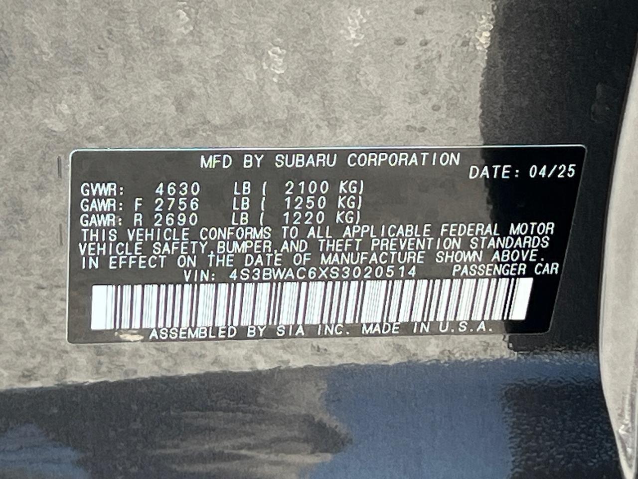 2025 Subaru Legacy Premium Hagerstown MD