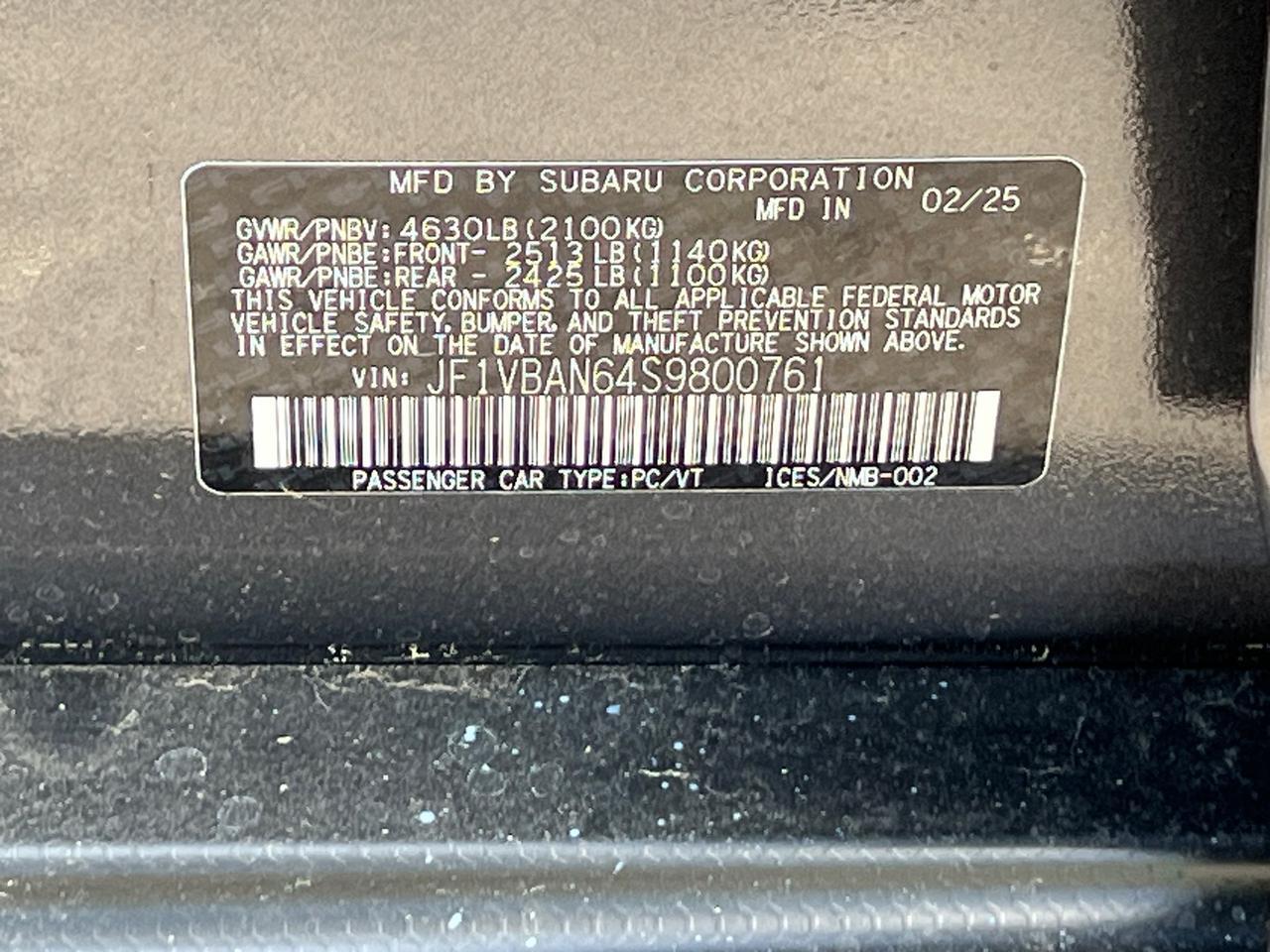 2025 Subaru WRX Limited Hagerstown MD