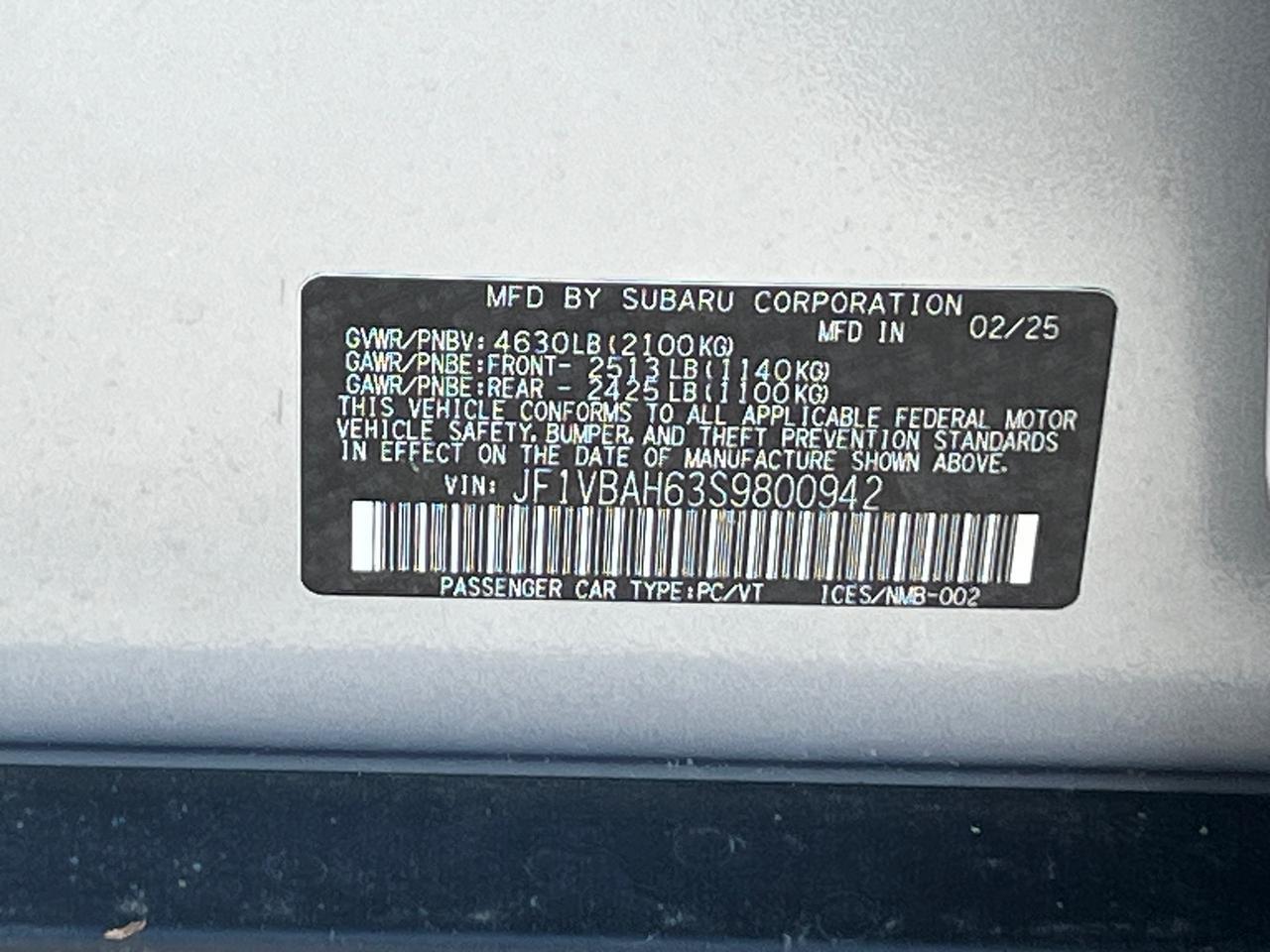 2025 Subaru WRX Premium Hagerstown MD