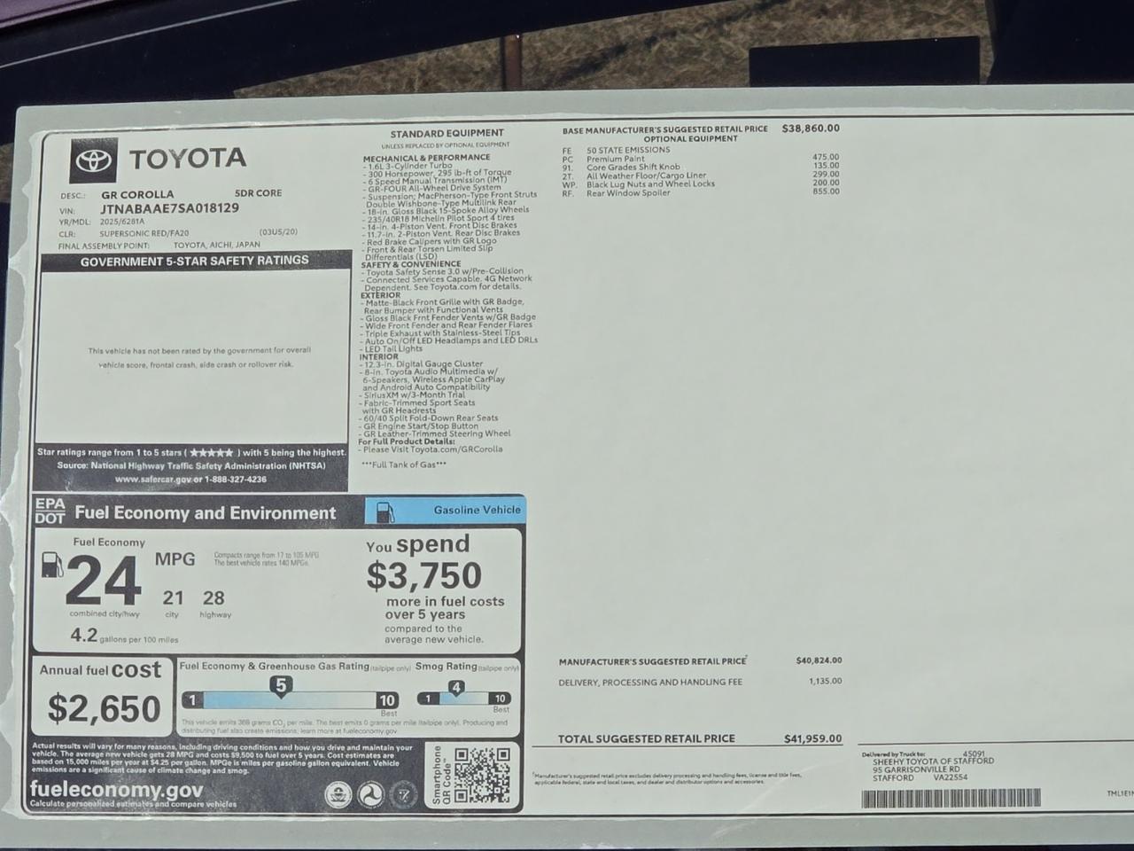2025 Toyota GR Corolla Core Stafford VA