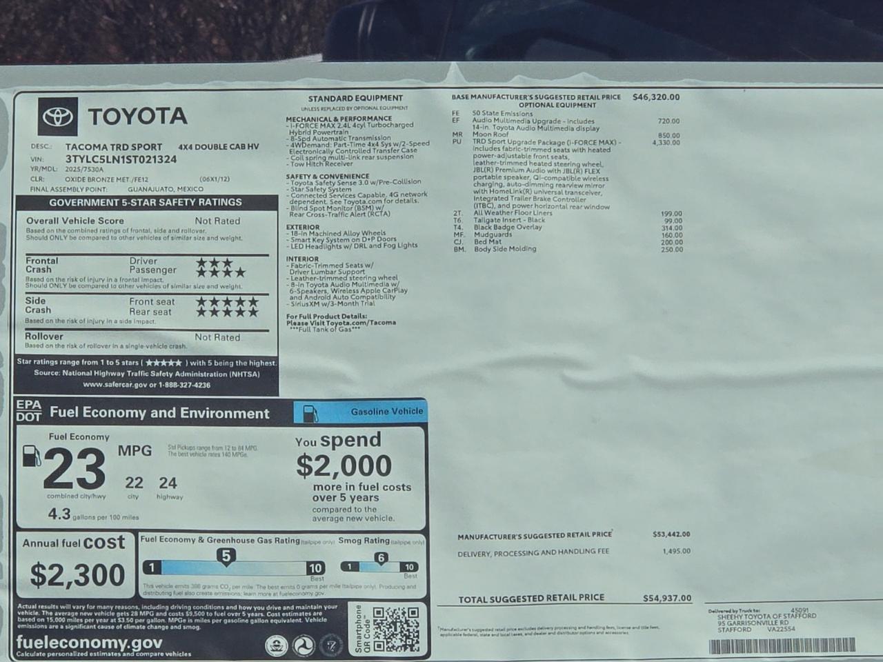 2025 Toyota Tacoma Hybrid TRD Sport Stafford VA