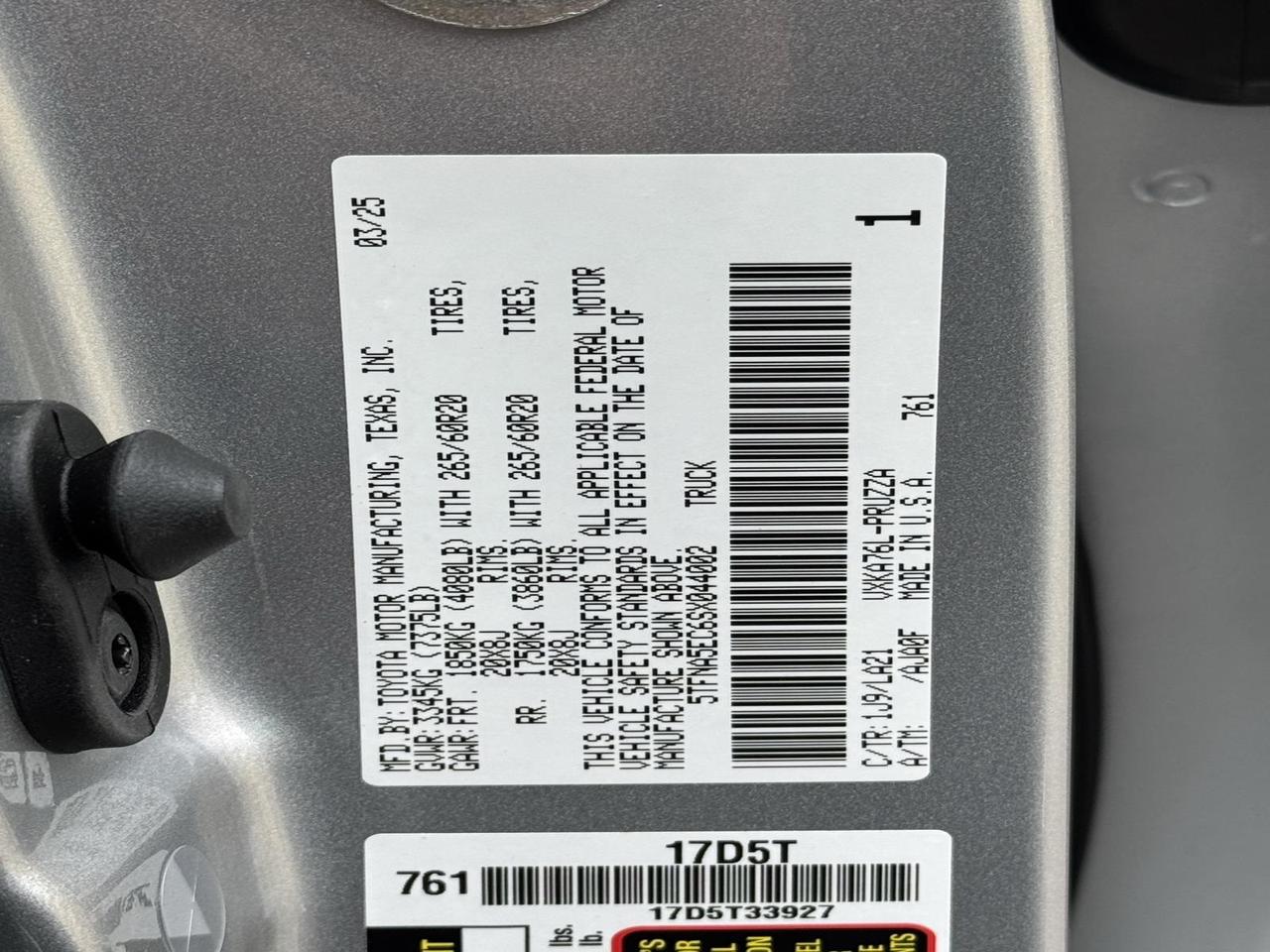 2025 Toyota Tundra Platinum Fredericksburg VA