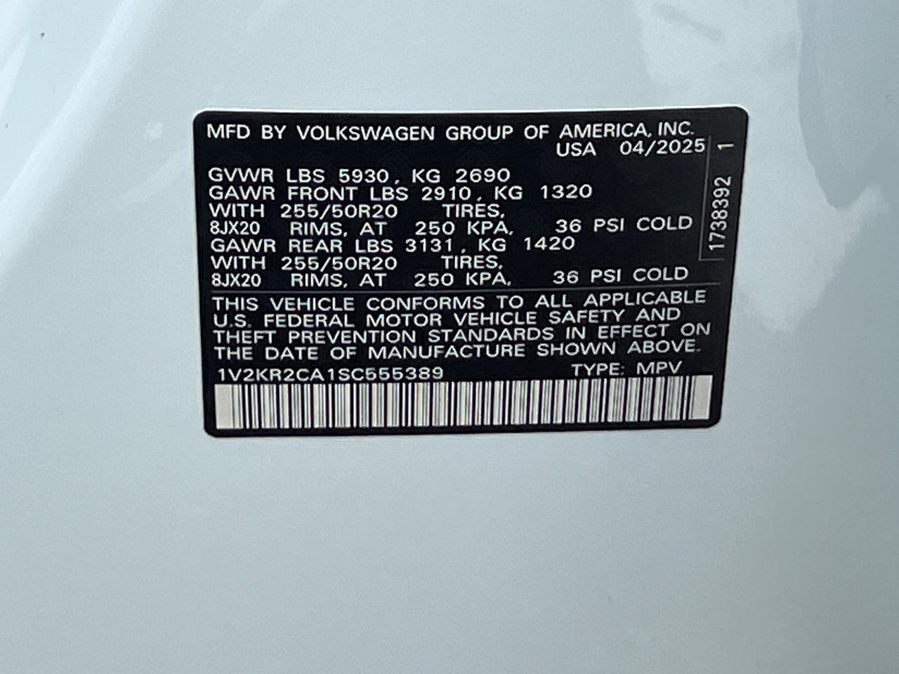 2025 Volkswagen Atlas 2.0T SE w/Technology Hagerstown MD